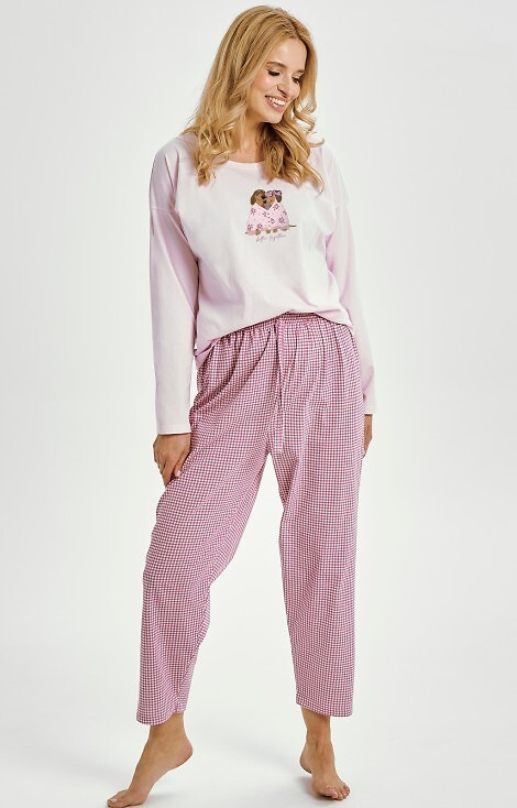 3434 Elisa Piżama damska Taro – 100% bawełna, długi rękaw, nadruk pieski