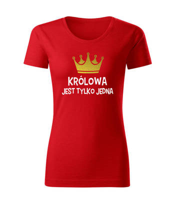 "KRÓLOWA jest tylko jedna!" Moocha koszulka damska czerwony