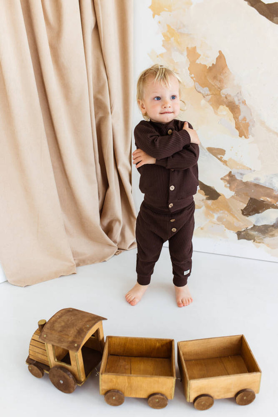 "Natural Waffel" Makoma Spodnie niemowlęce mocha