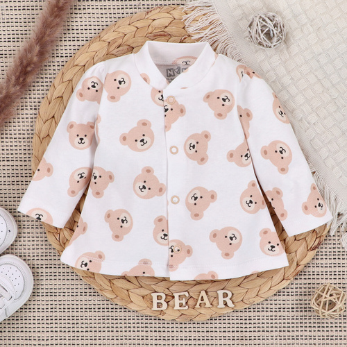 ABN-5357 Sweet Bears Kaftanik niemowlęcy z bawełny organicznej Nini beżowy