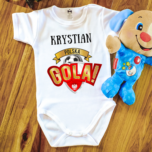 "POLSKA GOLA z imieniem dziecka" Moocha Body krótki rękaw biały