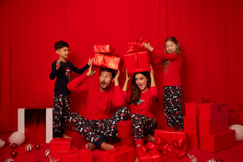 Makala Piżama Damska długi rękaw i długie spodnie Italian Fashion - czerwony/druk