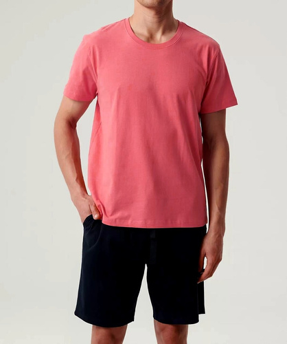 NMP-379  Piżama męska krótki rękaw, Atlantic-koralowy granatowy