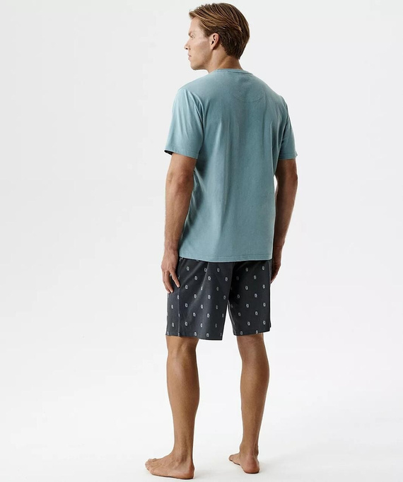 Piżama męska Atlantic NMP-402 bawełna krótki rękaw szorty miętowo-szara