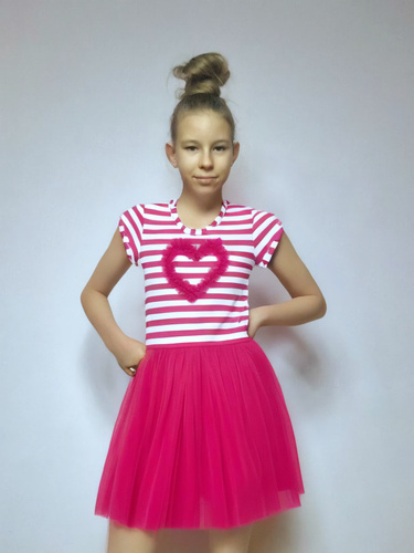 Gracja Sukienka krótki rękaw Bambarillo różowy