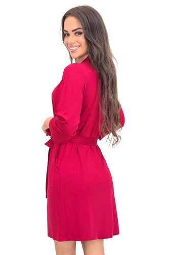 Szlafrok damski Sonia Donna burgundowy z koronką , wiskoza,rękaw 7/8 ,wiązany