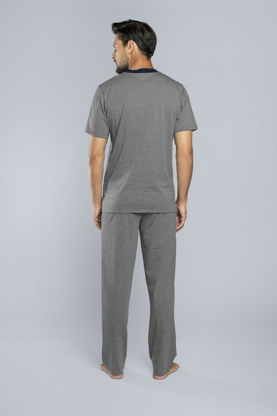 Profit Piżama Męska krótki rękaw, długie spodnie Italian Fashion- śr.melanż