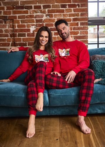 671/421 Winter Piżama damska Cornette - świąteczna, czerwona, bawełna, długi rękaw