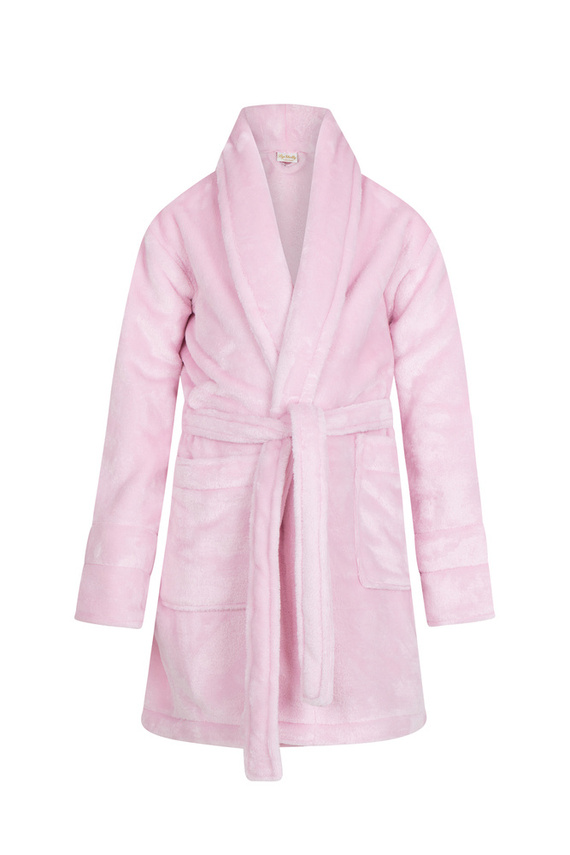 Princess + korona Szlafrok dziecięcy polarowy ByShelly - jasny różowy/srebrny