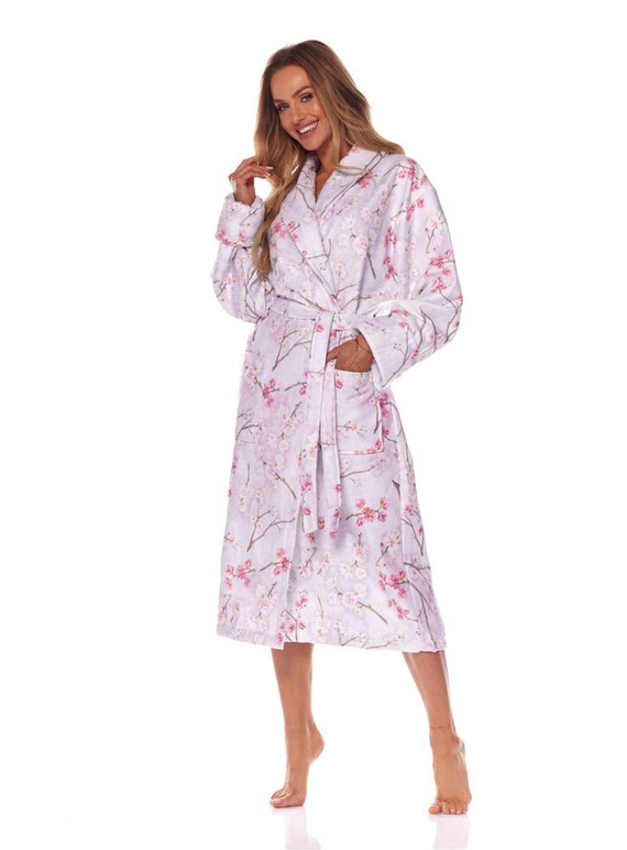 2216 Fida Długi Szlafrok Damski L&L -niebieski