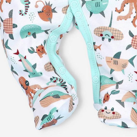 ABN-4093/MOR Morskie Zwierzątka Pajacyk z bawełny dla chłopca Nini druk