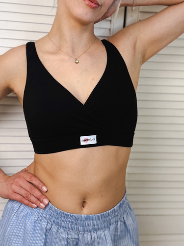 Mombri Klasyk Milk&Love nieprzemakalny biustonosz do karmienia czarny