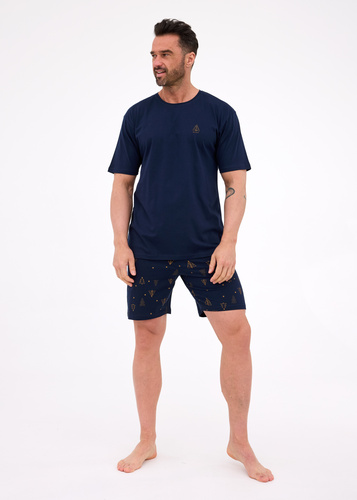 326/297 Night Piżama męska Cornette – świąteczna, bawełna, granatowe spodnie w choinki