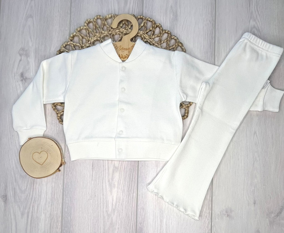 LJ802 Mamatti Legginsy dziewczęce dzwony - ecru