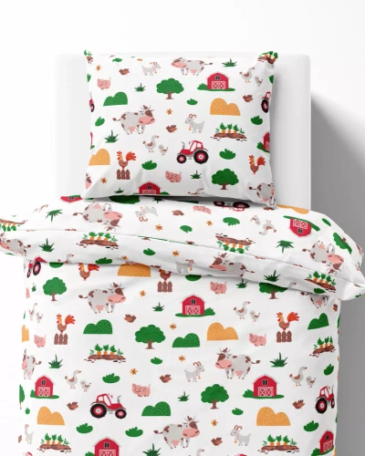 5439 A Wesoła Farma Mała Pościel dziecięca bawełniana Detexpol biały