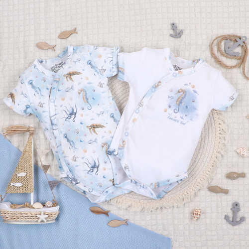 ABN-5443 Sea Of Joy Body kopertowe z krótkim rękawem Nini – bawełna organiczna, dla niemowląt