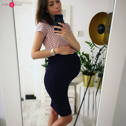 Spódnica ciążowa Tummy z dzianiny w prążki Milk&Love granatowa