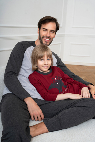 Morten Italian Fashion Piżama dziecięca bordowy/c.melanż 