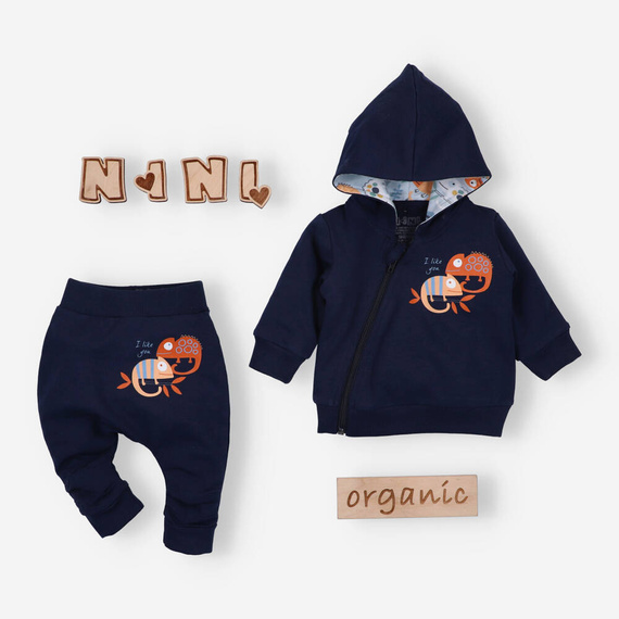 ABN-3175/GRA Kameleon Spodnie z bawełny organicznej Nini granatowy