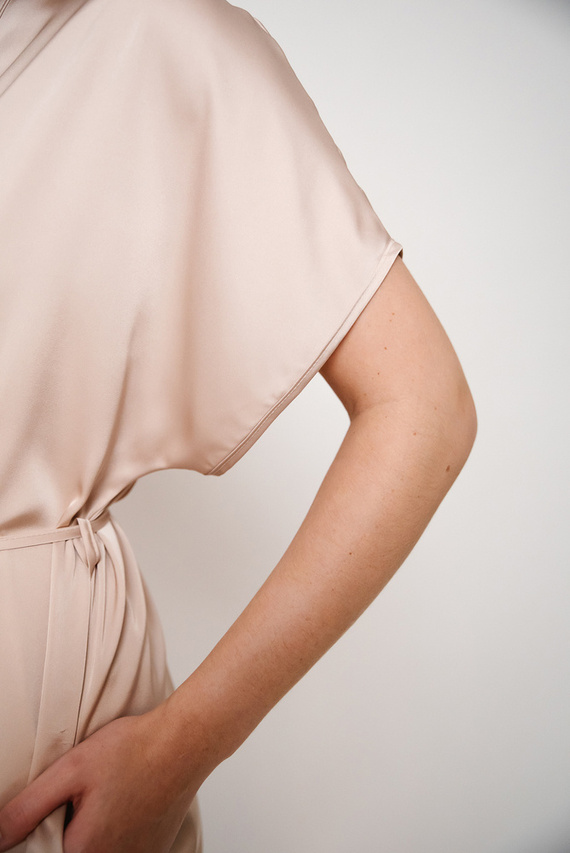 Dotyk Szlafrok krótki rękaw Italian Fashion - beżowy