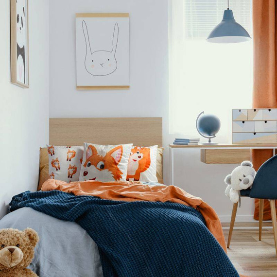 Poszewka dziecięca Design91 Kids 9B biały/pomarańczowy