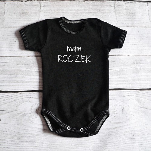 Body krótki rękaw "Mam roczek" Moocha białe