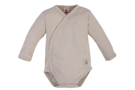 "Giraffe" Makoma Body dzidziuś z długim rękawem gładkie beżowy