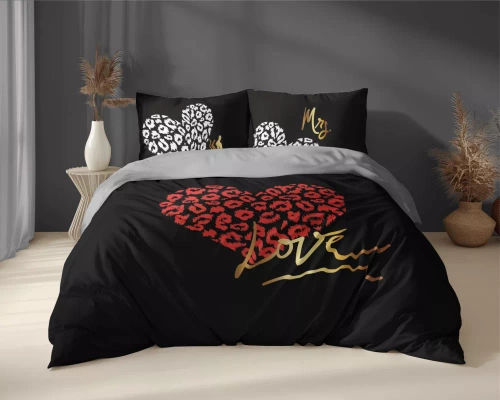 5291 A Holland Pościel bawełniana On i Ona Miłość Love Detexpol czarny