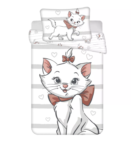 Marie Cat Bow Pościel bawełniana do łóżeczka Jerry Fabrics szary