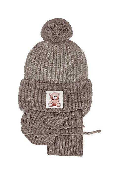 48-318 Komplet czapka+golf AJS beżowy melanż