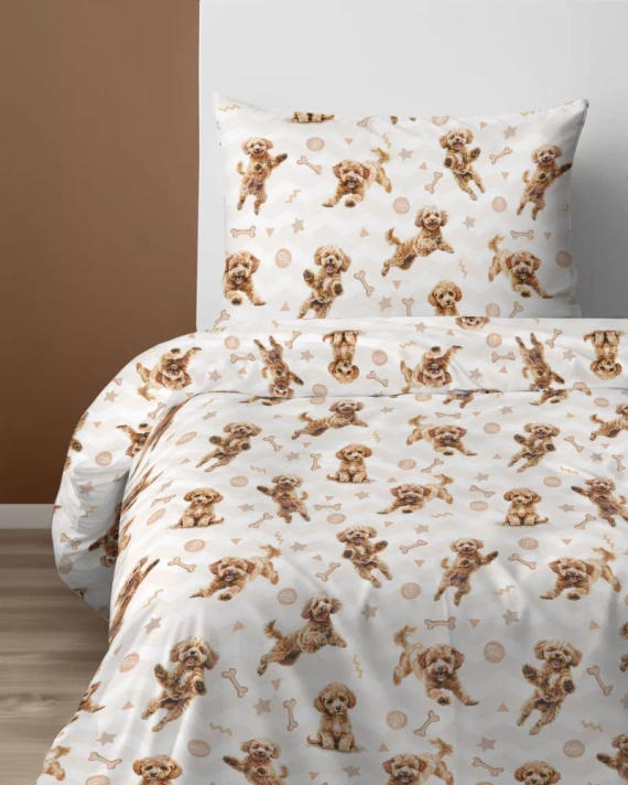 5451 A Rudy Piesek Pościel dziecięca bawełniana Detexpol beżowy