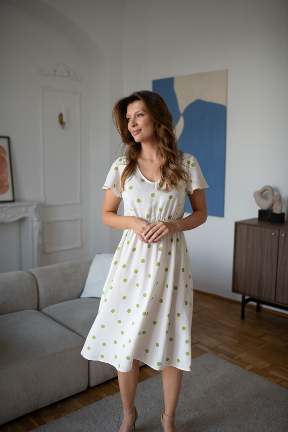 Lovely Dress Midi Milk&Love sukienka ciążowa i do karmienia granatowa w groszki