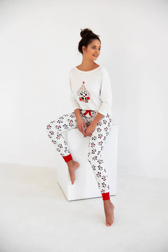 Piżama damska Panda 3/4 Sensis -ecru