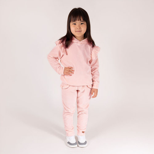 Komplet welurowy 169301 "Mix" bluza + spodnie Nicol - pudrowy róż