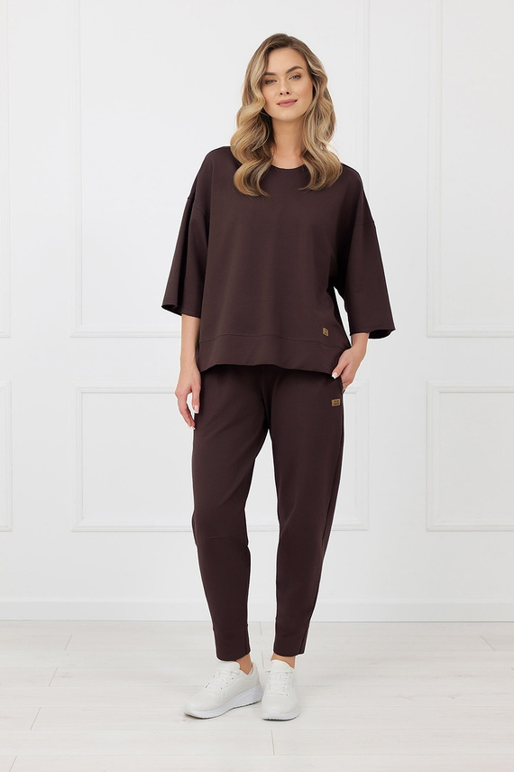 Spodnie dresowe Kaori Italian Fashion bawełna-brązowe