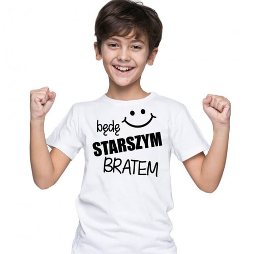  "Będę STARSZYM bratem v2"  Moocha Koszulka dziecięca biały