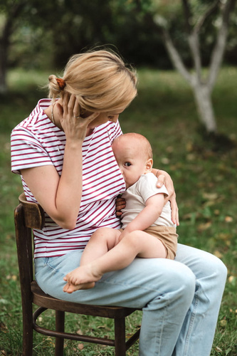 Bluzka do karmienia z krótkim rękawem Milk&Love w paski