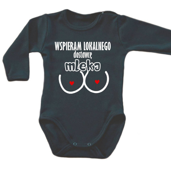 Body długi rękaw "Wspieram dostawce mleka" Moocha biały