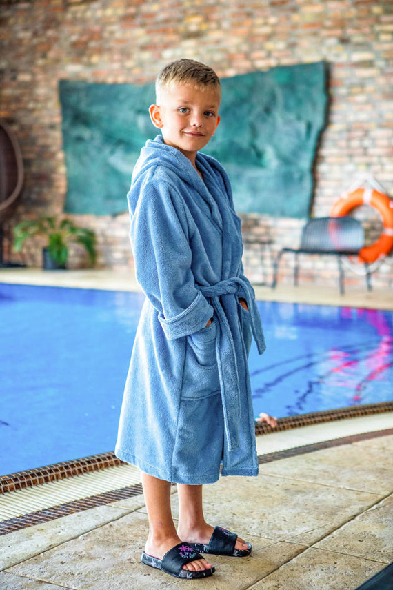 Bamboo Szlafrok dziecięcy bambusowy ByShelly - błękitny