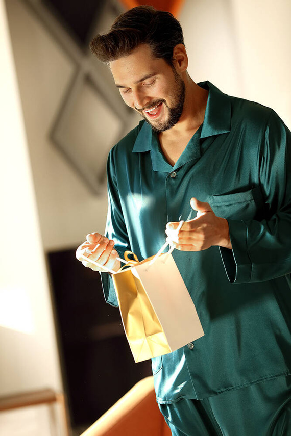 Lukas Piżama Męska Satyna - zielony