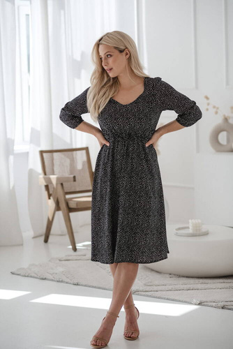 Lovely Dress Midi Milk&Love sukienka ciążowa i do karmienia kropki na czarnym 