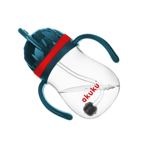 ALA0164 Bidon ze słomką i odważnikiem Akuku czerwony/granat