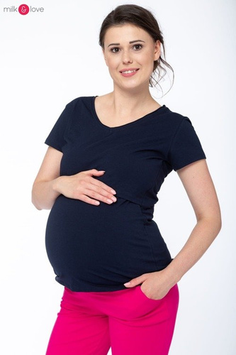 Bluzka ciążowa i do karmienia Night & Day - góra od piżamy Milk&Love granatowa