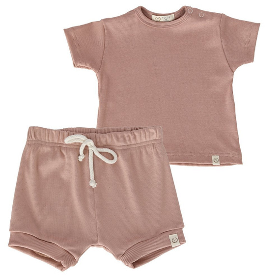 Stylowy komplet koszulka + spodenki Yosoy - brudny róż
