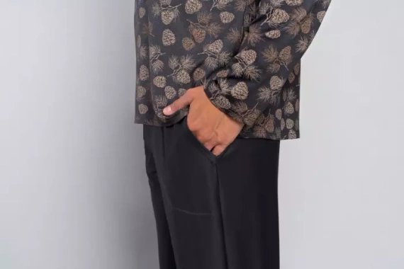 Pinus Piżama Męska długi rękaw, długie spodnie Italian Fashion- druk/grafit