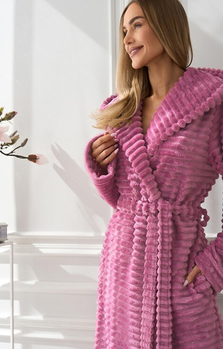 2599 Robin Szlafrok Damski długi L&L - wiśniowy