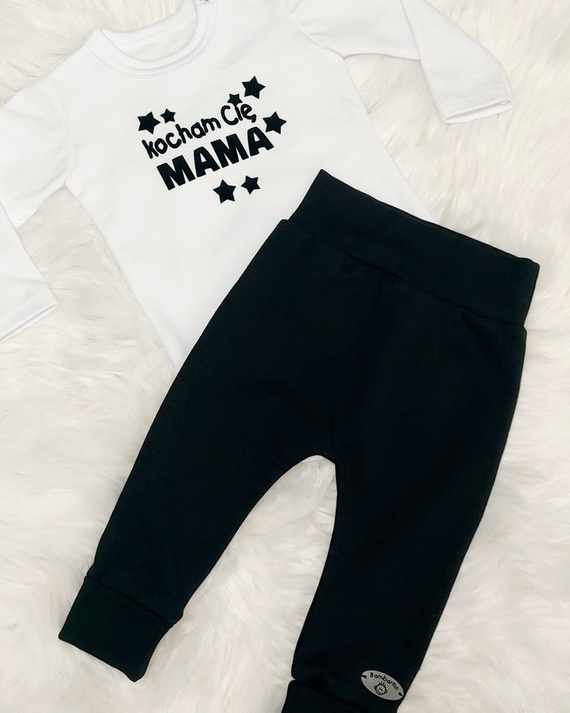 "Kocham Cię Mama gwiazdki"  Bambarillo Body z długim rękawem biały 