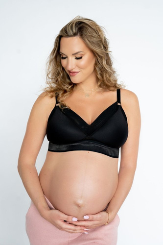 LoveMe Black usztywniany biustonosz do karmienia Momtobe czarny 