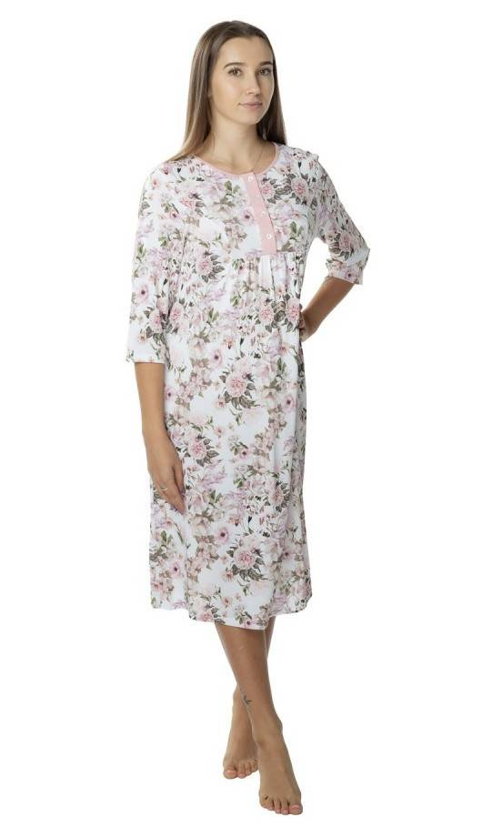 86442 Pola koszula nocna z rozpinanym dekoltem Mewa różowy