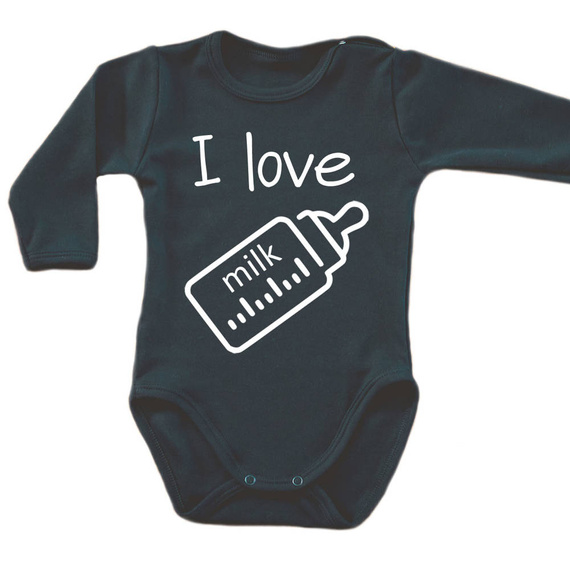 "I love milk" Moocha body długi rękaw biały